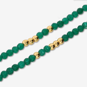 Bracciale Elastico con Giada Verde e Bead Lucide