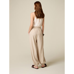 Oltre - Pantalones joggers en tejido fluido - Beige