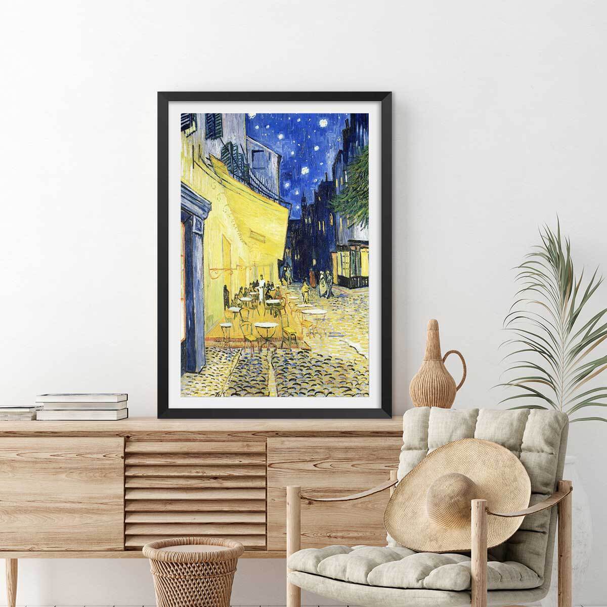 Affiche Le Café Arles par Vincent van Gogh Affiche sous cadre noir