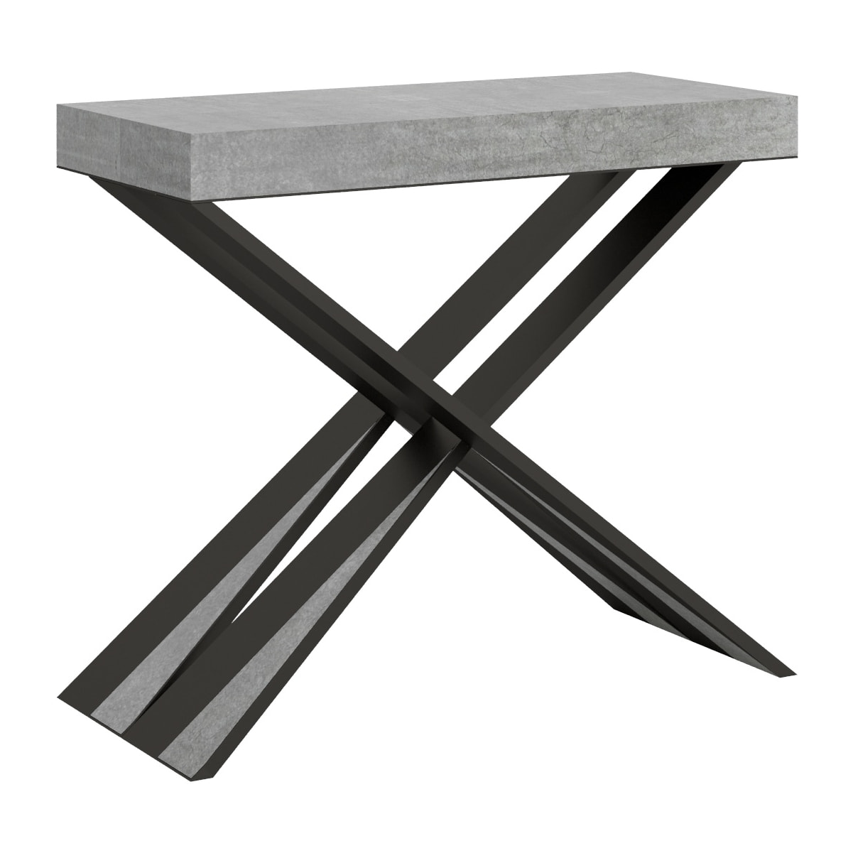 Console extensible 90x40/196 cm Diago Small Gris Béton cadre Anthracite