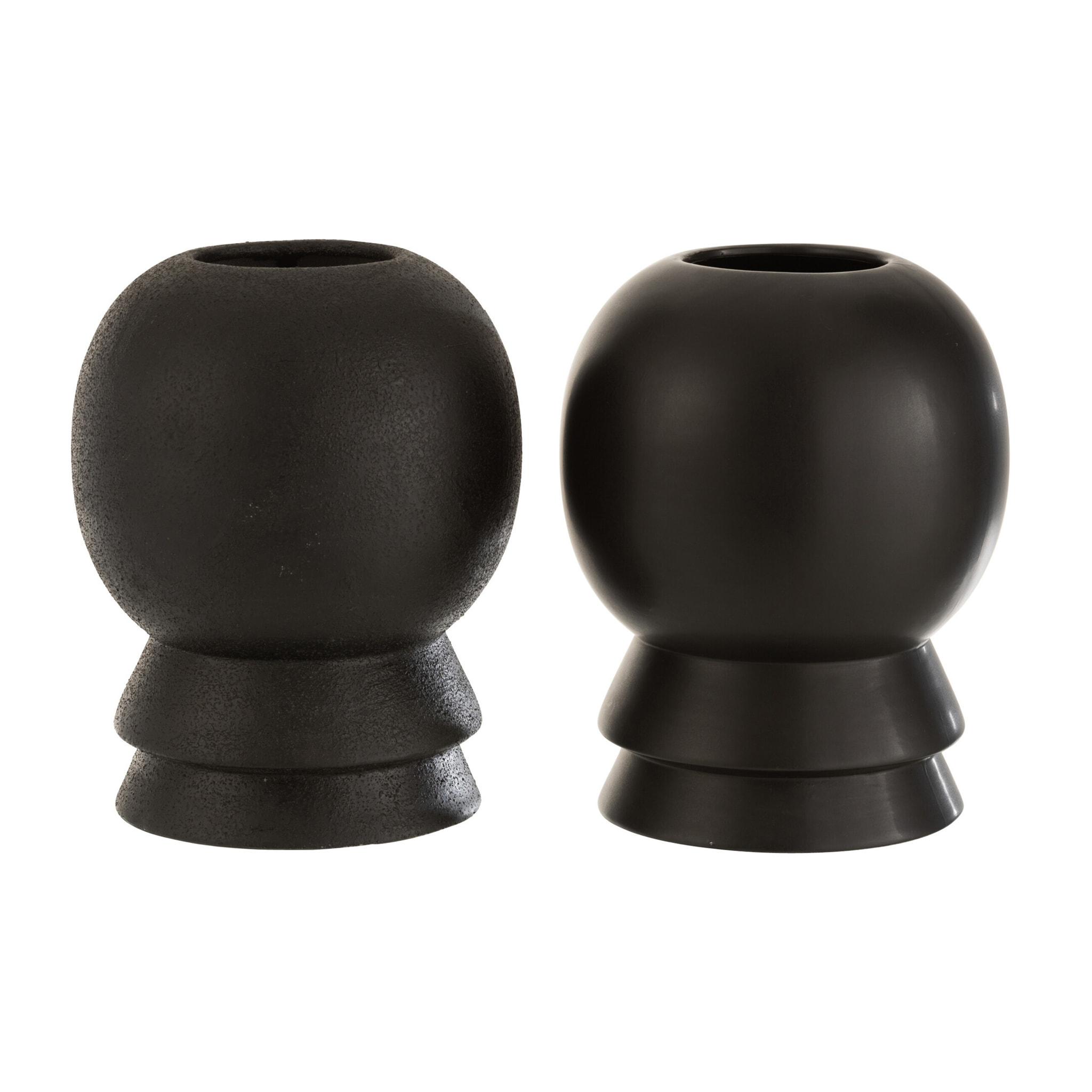 J-Line vase Olivia - céramique - noir - 2 pièces - Ø 16.5 cm