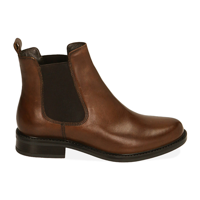 Chelsea boots cognac en piel, tacón 3,5 cm