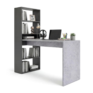 Mesa de escritorio con estantería en gris grafito y gris cemento 120x50 cm Cosmic Gris Grafito - Gris Cemento