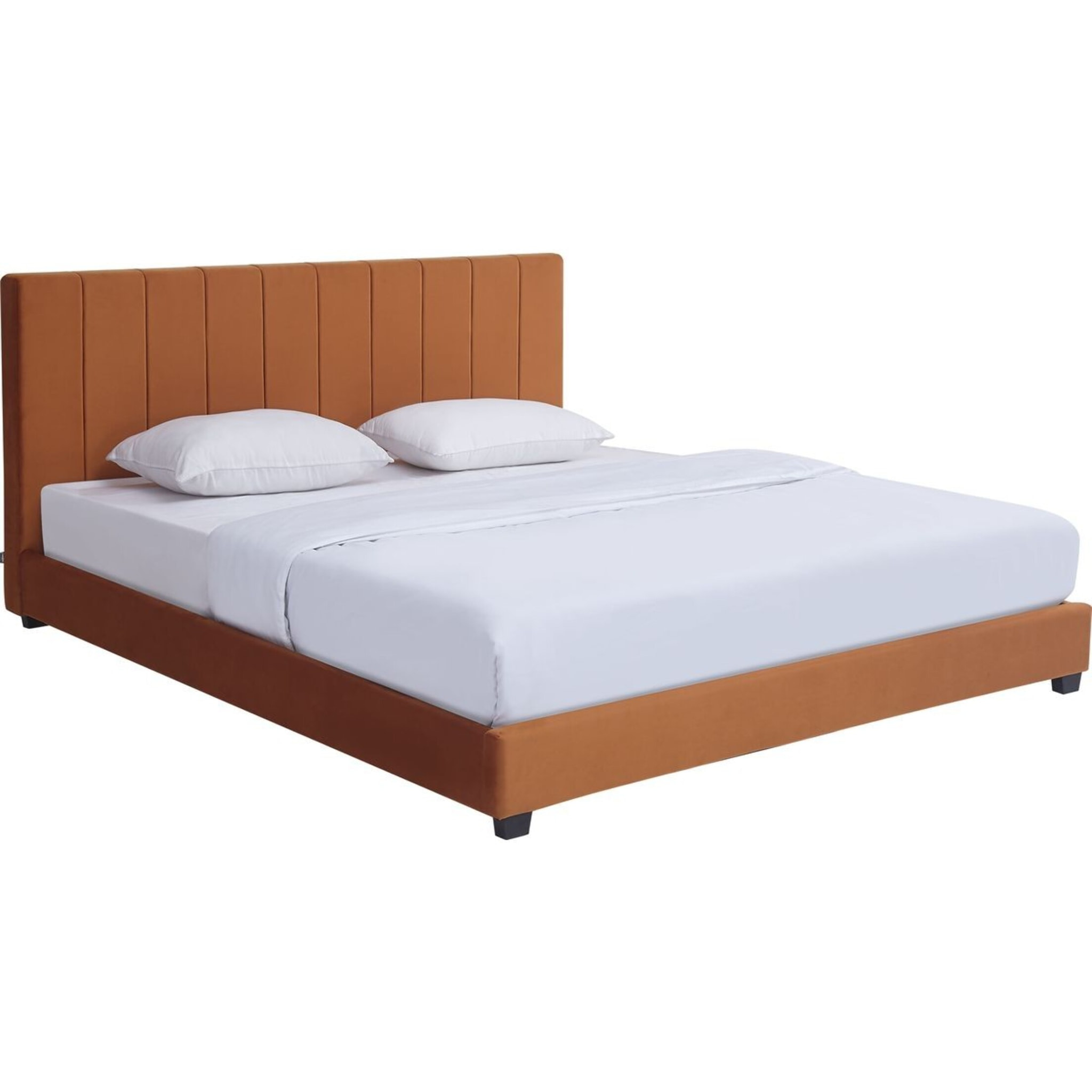 Lit avec tête de lit en velours - WILLIAM