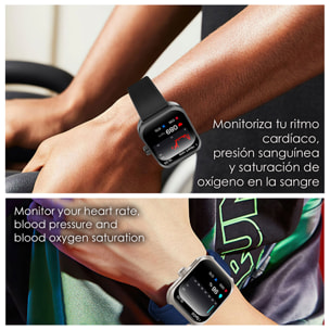 DAM Smartwatch Z88 Pro doble pulsera. Funciones outdoor, llamadas BT, notificaciones push. Funciones deportivas + salud. 5,2x1,2x4,1 Cm. Color: Negro