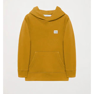 Sudadera orgánica de capucha y bolsillos ocre Neutrals kids con logo