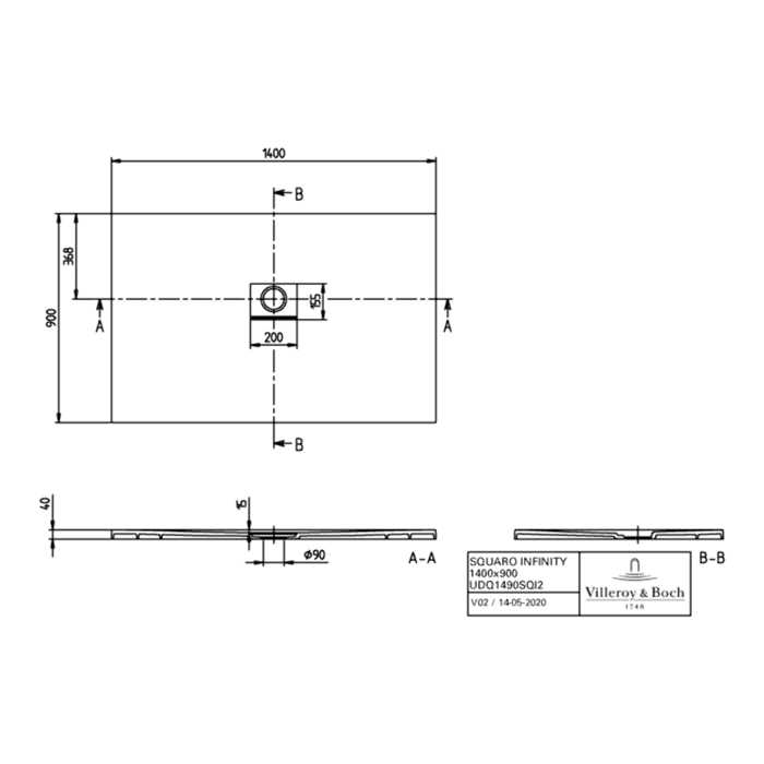 Receveur antidérapant Squaro Infinity quaryl gris anthracite