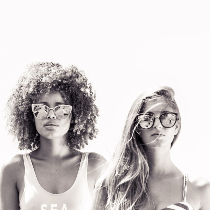 Gafas de sol OCEAN CAT EYE - Metal blanco transparente esmerilado y plateado brillante / Plana de pc ahumada con revo rosa real