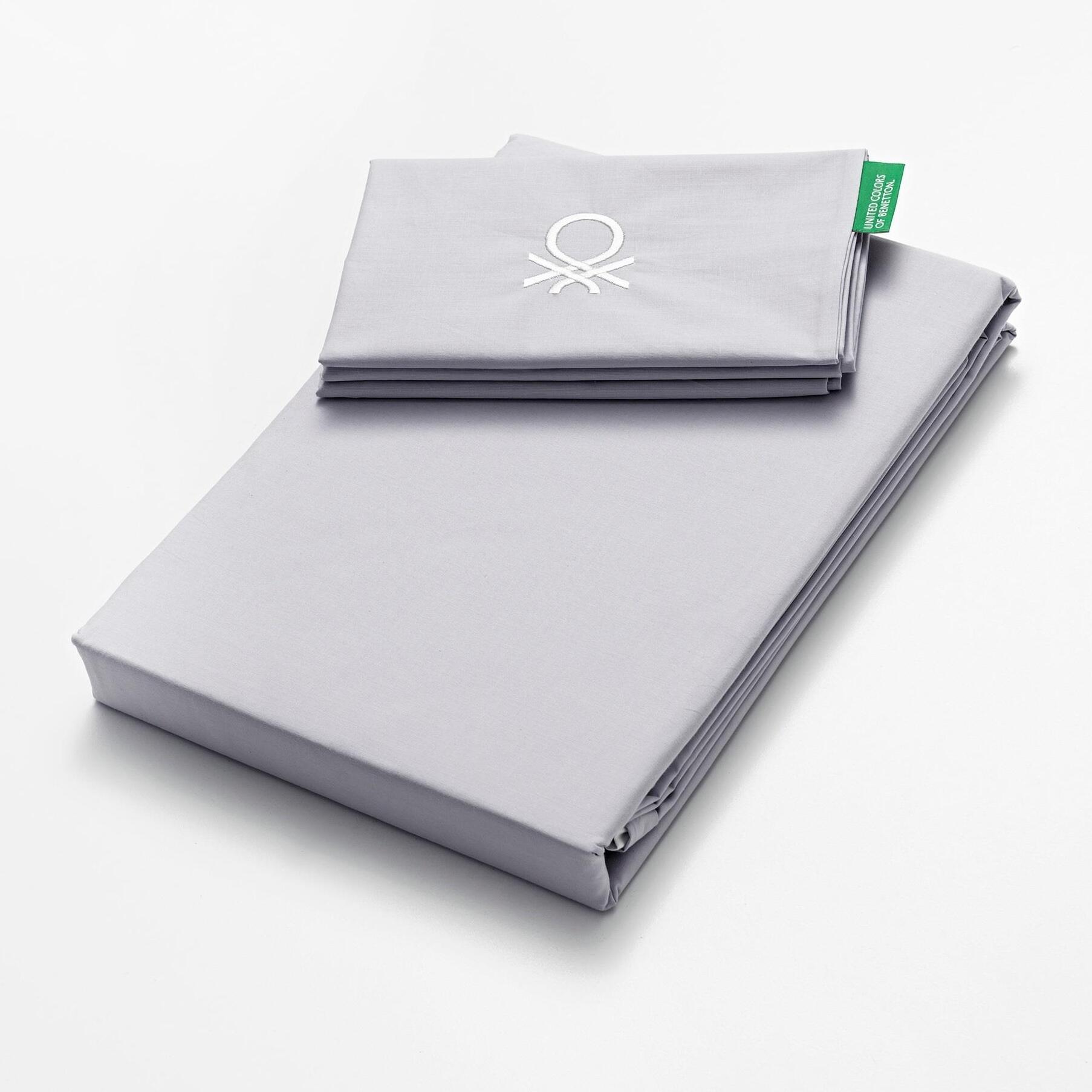 Set 2pc cama (funda nórdica 155x220cm + funda de almohada 80x80cm) 200tc 100% algodón gris y blanco neutral be