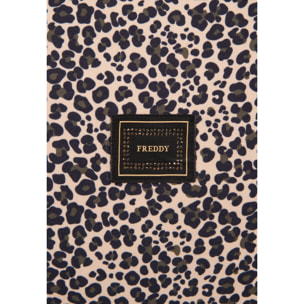 Borsa shopper in canvas animalier con zip e logo FREDDY