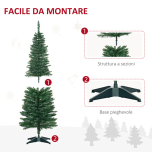 HOMCOM Albero di Natale Artificiale 150cm Alto e Stretto con Rami Realistici e Base in Plastica, Verde