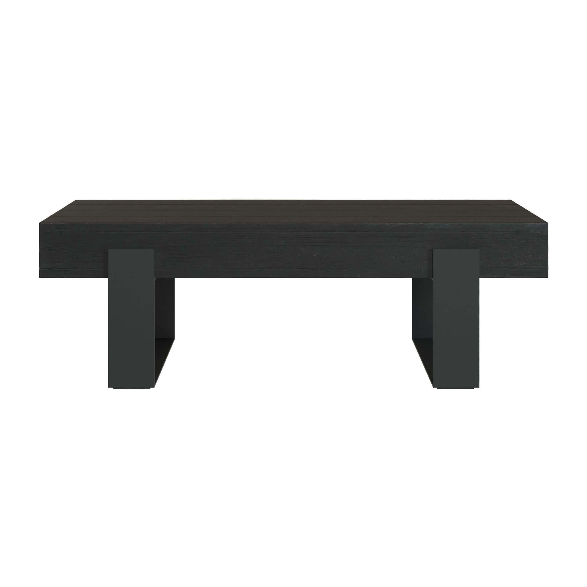 Table basse noire en bois de teck recyclé et pieds en métal - Lya