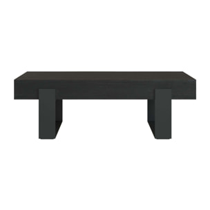 Table basse noire en bois de teck recyclé et pieds en métal - Lya