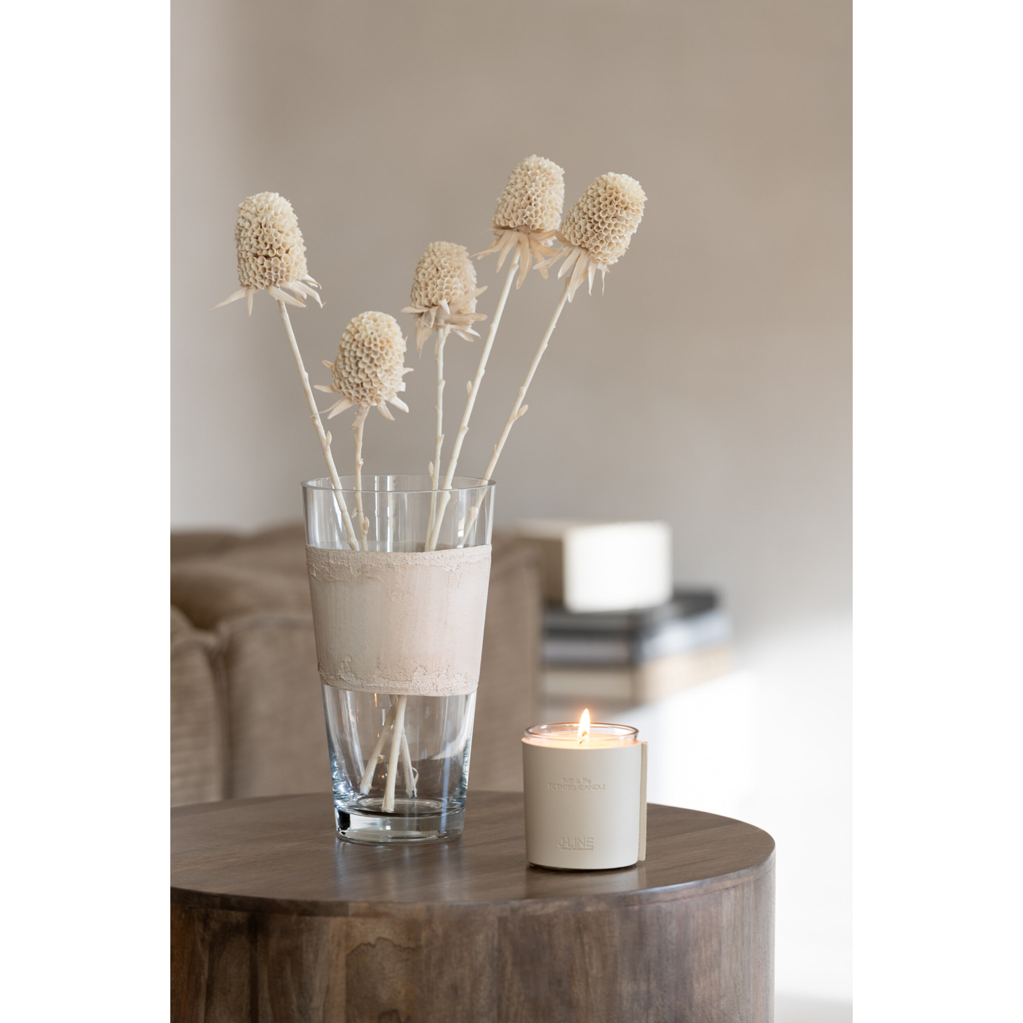 J-Line vase Delph - verre - transparent/beige - small - 35 cm de hauteur