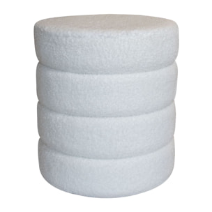 Pouf en tissu teddy blanc et structure en bois MALO