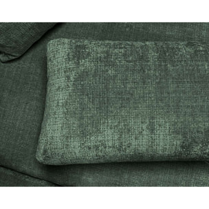 Miro - Canapé d'angle droit 4 places convertible avec coffre en velours texturé - Vert