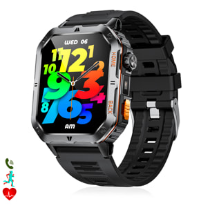 Smartwatch MT62 con corona multifunzione intelligente, assistente vocale, misurazione di O2 e oltre 100 modalità sportive.