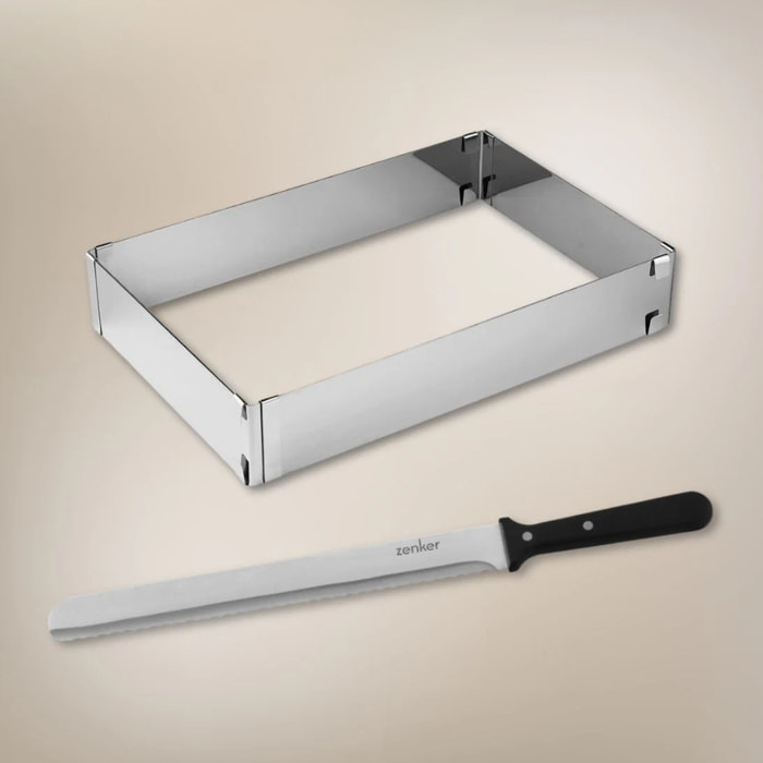 Cadre à gâteaux rectangulaire réglable et couteau à pâtisserie 30 cm Zenker Smart Pastry