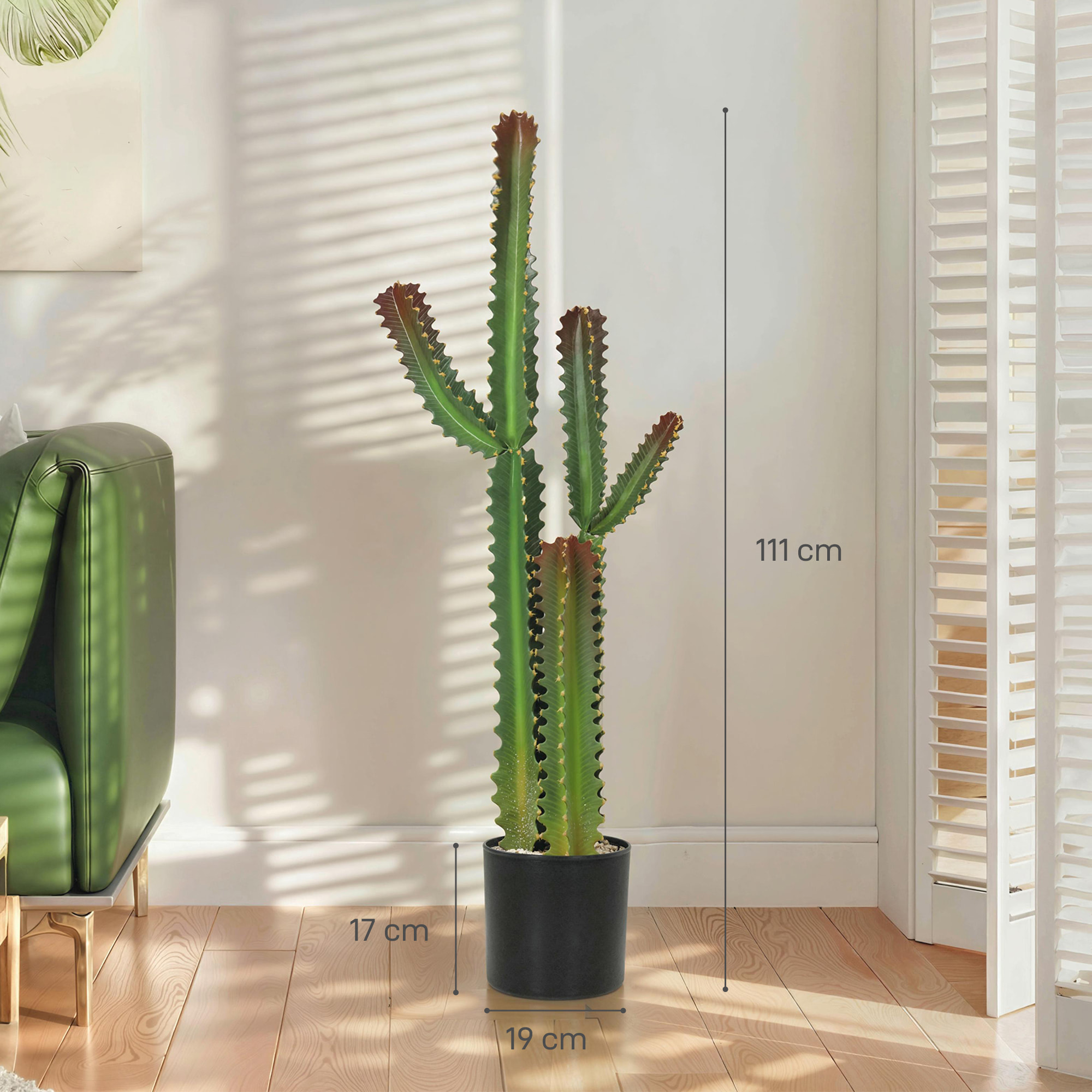 Cactus artificiel grand réalisme plante artificielle grande taille H.111cm vert