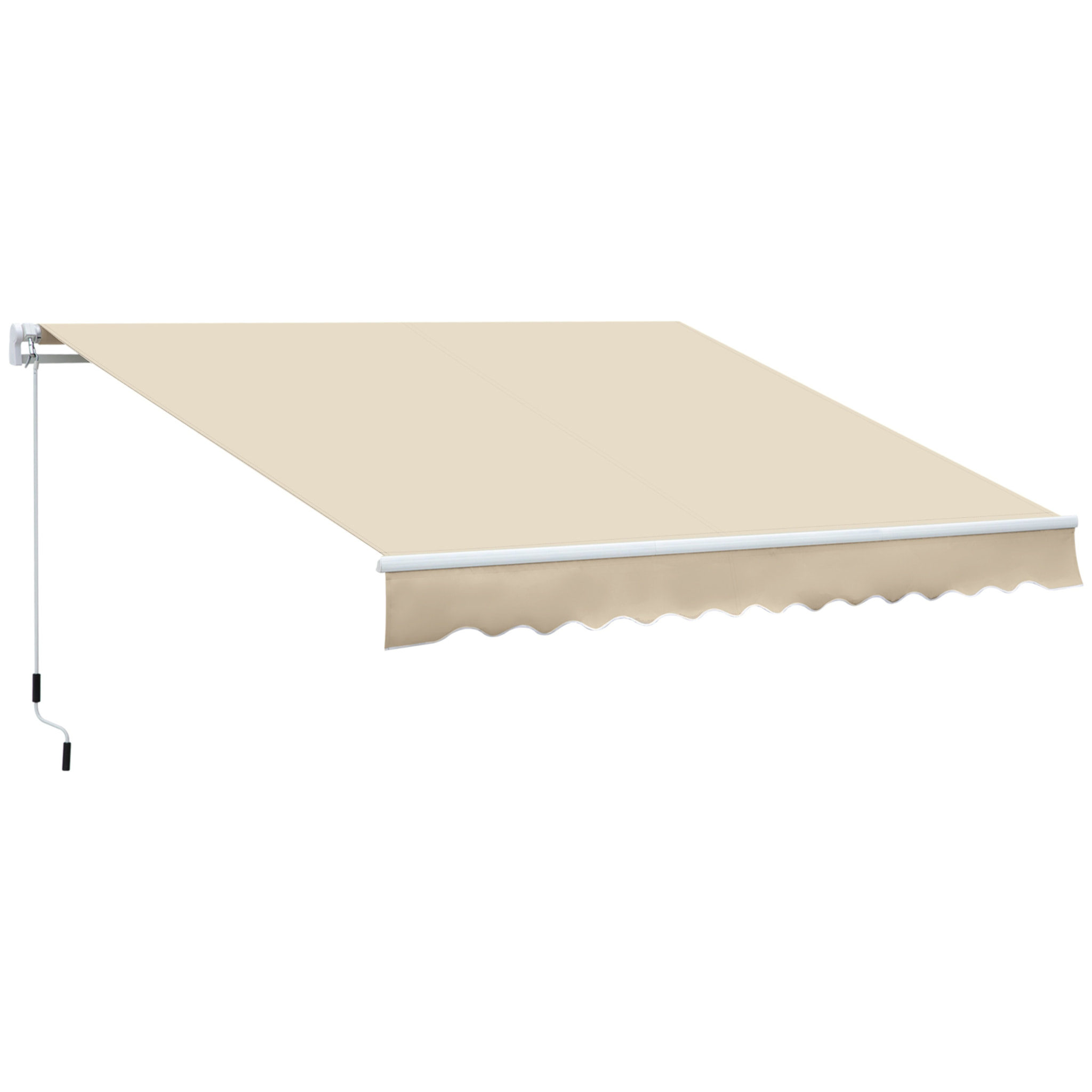 Toldo Manual Retráctil 350x250 cm Toldo para Balcón con Manivela de Metal Impermeable y Anti-UV Toldo Enrollable de Exterior para Jardín Terraza Ventanas Crema