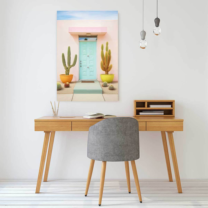 Tableau pour decoration porte bleue palm springs  Toile imprimée