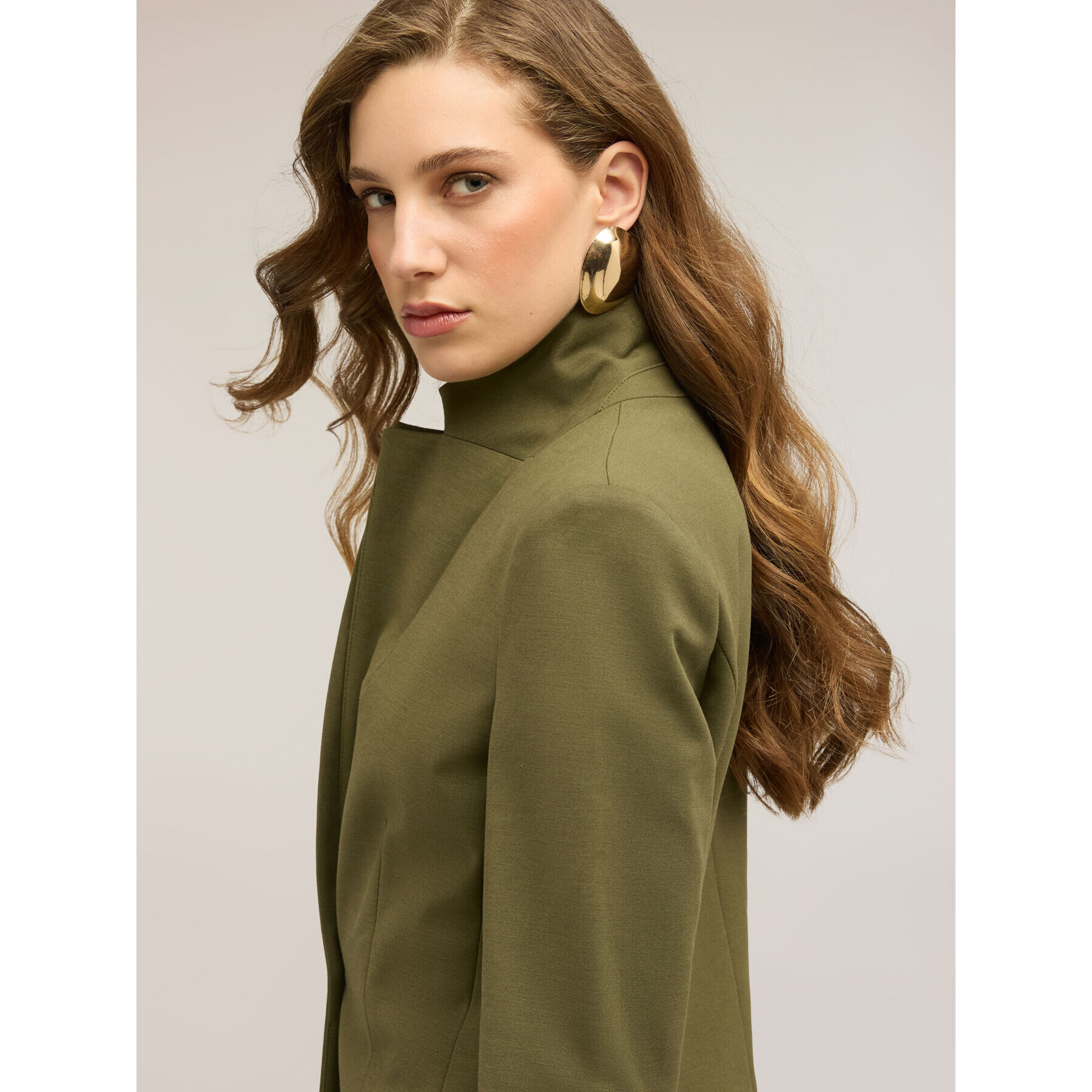 Motivi - Blazer de un botón en algodón viscosa - Verde militare