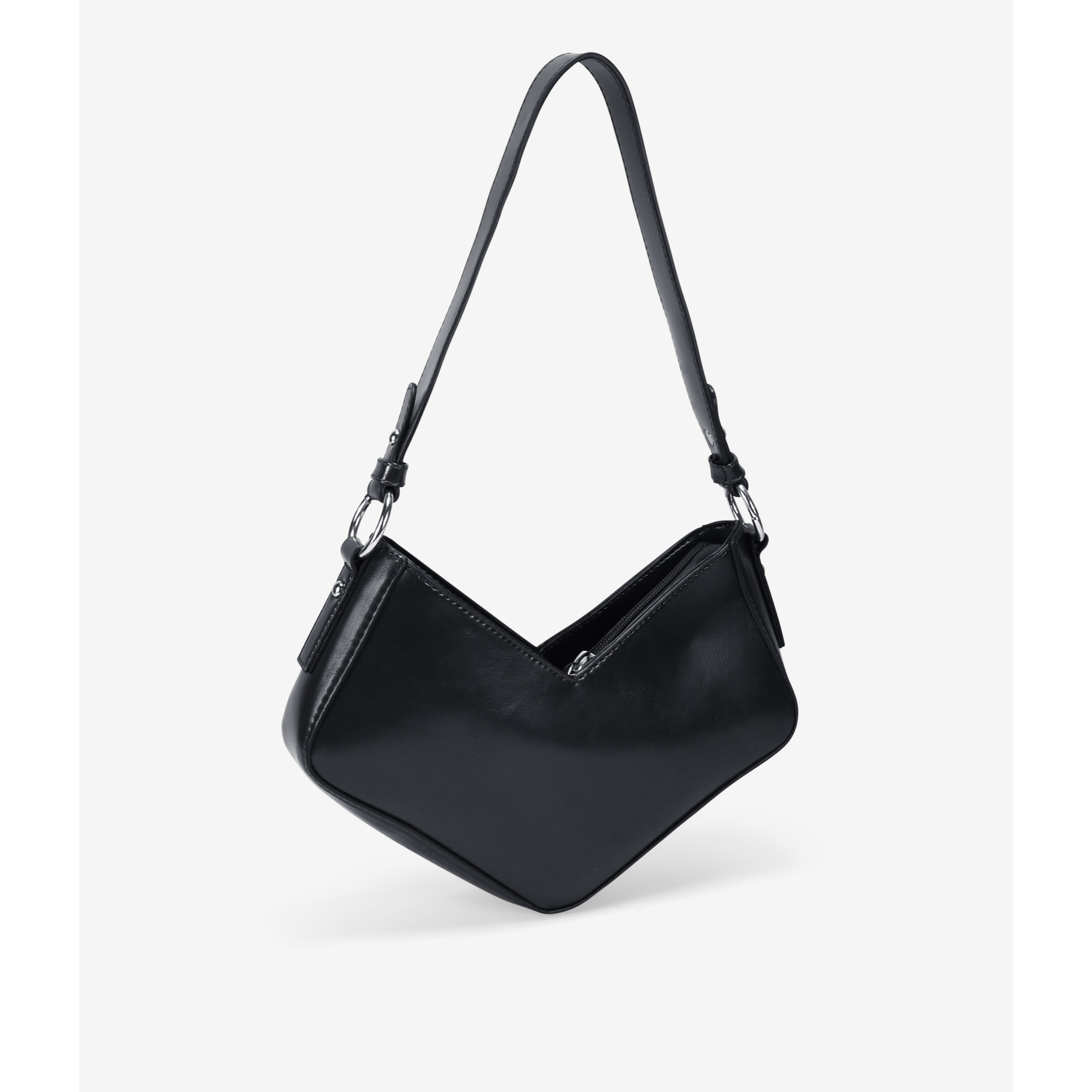 Bolso pequeño de hombro negro brillante