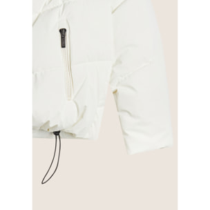 Piumino cropped donna con collo alto e coulisse regolabile