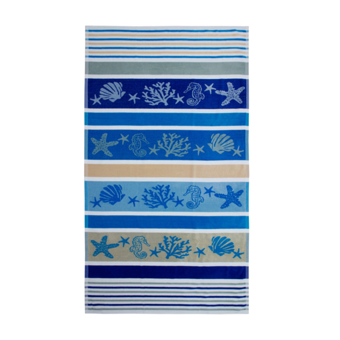 Telo Mare Spugna Jacquard Spiaggia Disegno Atlantic