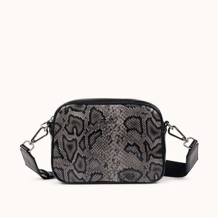 Bandolera Camera Bag con Estampado Animal y Acabado Metalizado BLOCK FUN BLACK LIZARD CROSSBODY CAMERA