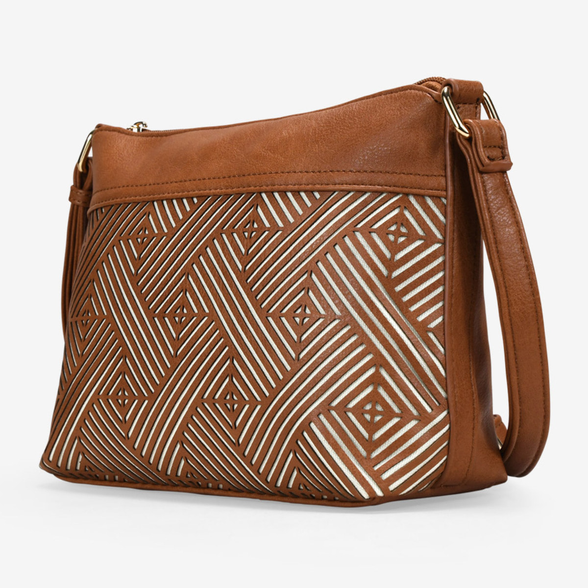 Bolso bandolera cuero con cremallera