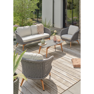 MYNTA - Salon bas de jardin 5 places - Effet bois