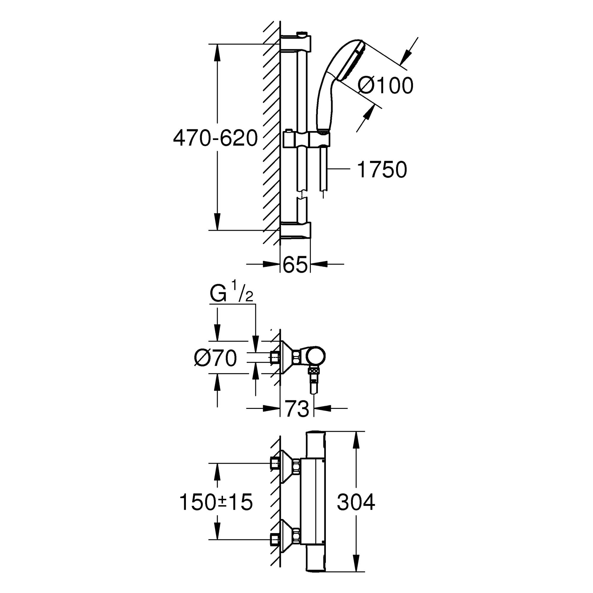 GROHE Precision Start Mitigeur thermostatique Douche Chromé 34597000