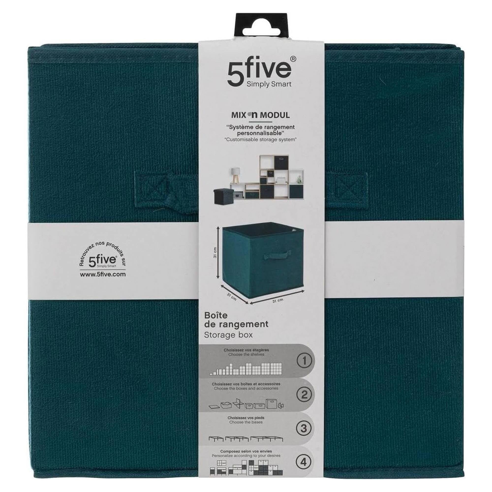 Caja de almacenamiento de 31 x 31 cm, terciopelo azul petróleo