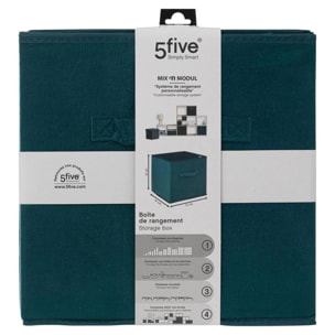 Caja de almacenamiento de 31 x 31 cm, terciopelo azul petróleo