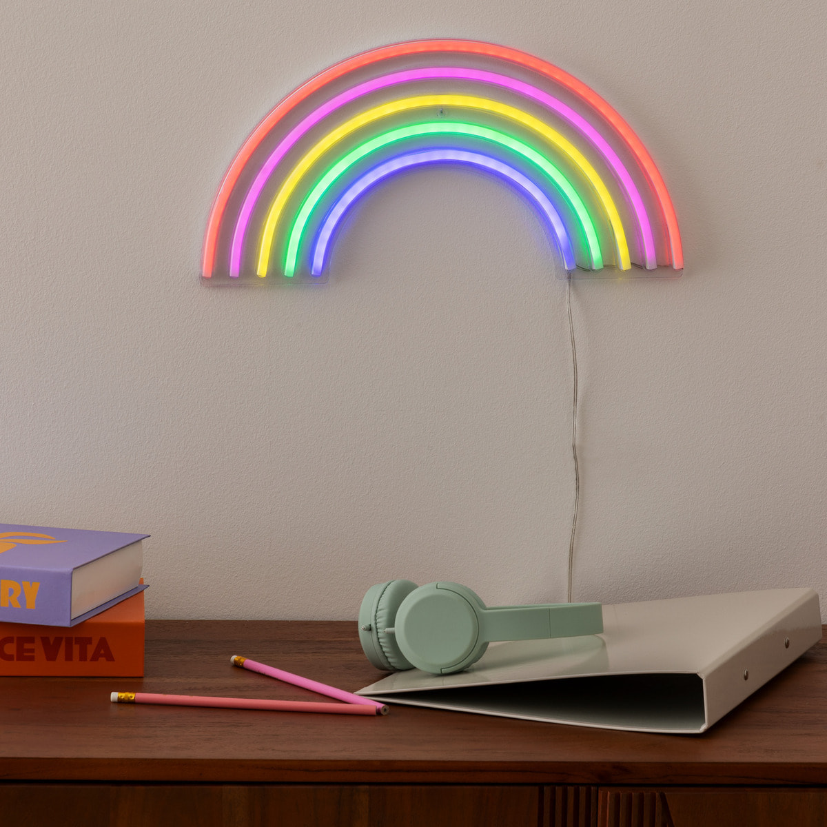 Tube néon mural led "Arc en ciel" L38cm