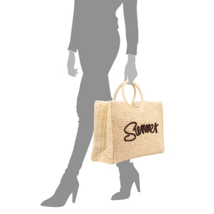 Bergantino Borsa shopper Donna. Realizzata in carta intrecciata design "Summer"