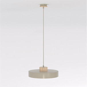 Lampada a sospensione KIVI in acciaio color mokka e legno