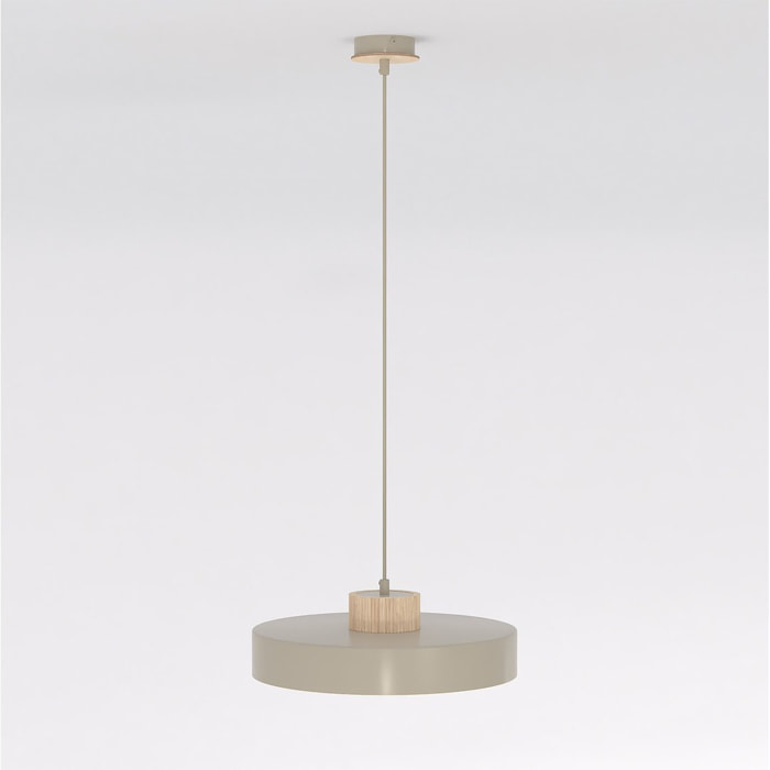 Lampada a sospensione KIVI in acciaio color mokka e legno