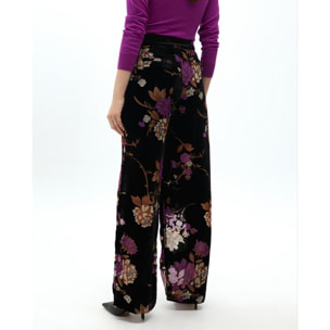 Pantalone Dritto Devoré Velluto Floreale