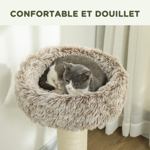 Arbre à chat luxe effet fourrure - dim. 45L x 45l x 87H cm - griffoir, plateforme panier observation - marron