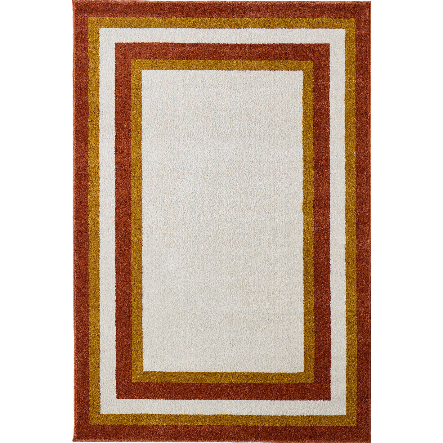 SANTAL - Tapis de salon ocre à motif cadre rétro