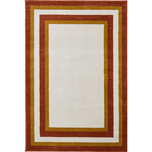 SANTAL - Tapis de salon ocre à motif cadre rétro