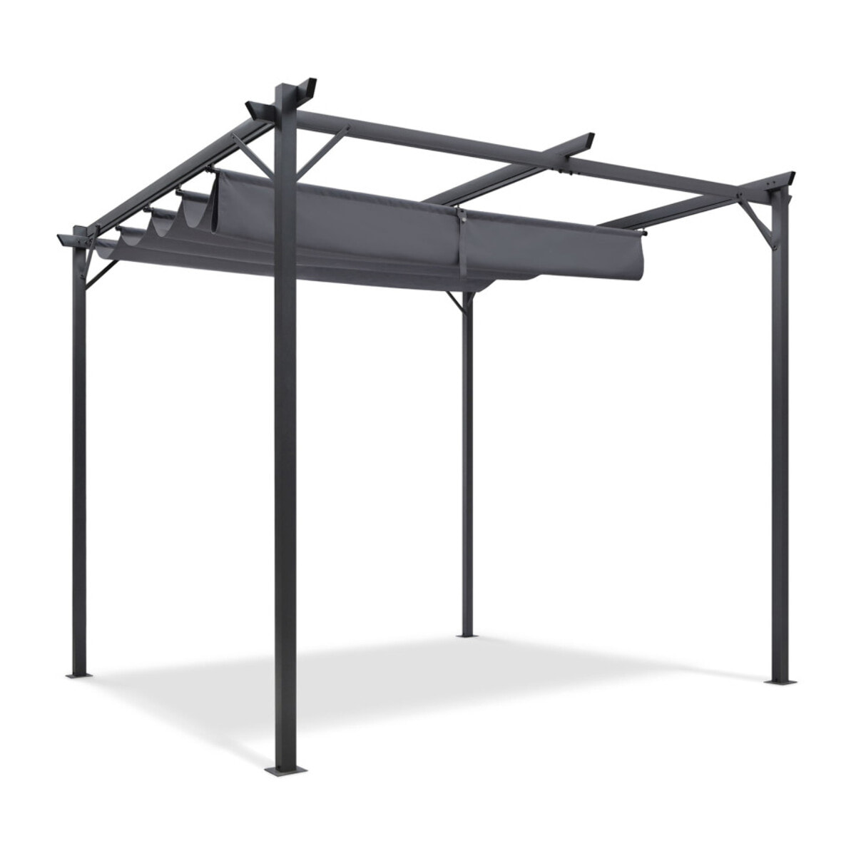 Pergola Marina en acier et toit rétractable gris 3x3m