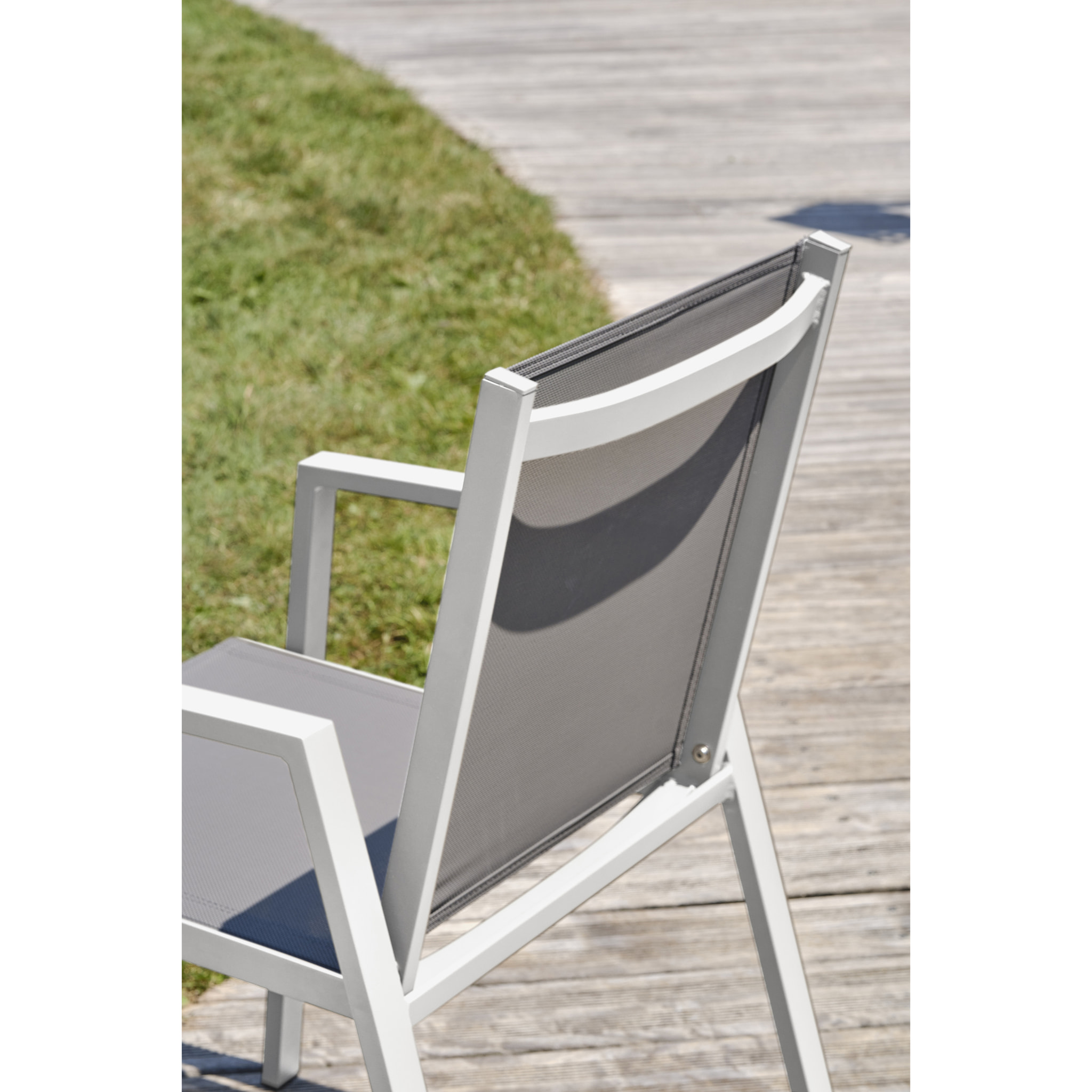 FLORIDE - Lot de 2 fauteuils de jardin empilables en aluminium blanc