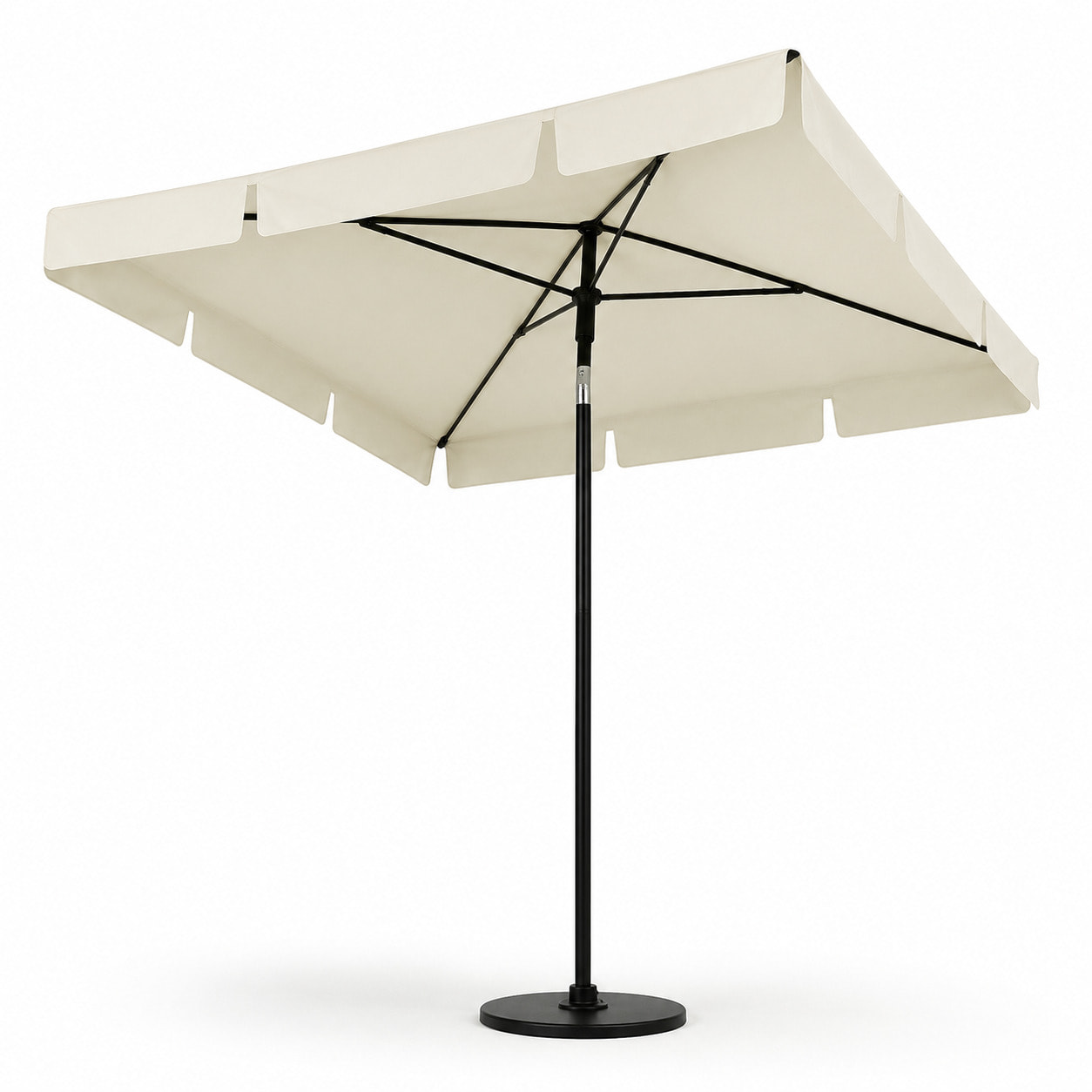 Ombrellone Rettangolare Da Giardino Parasole Balcone Inclinazione Regolabile Anti UV Impermeabile Per Mare Spiaggia Piscina Terrazzo 198x125 Cm Bianco