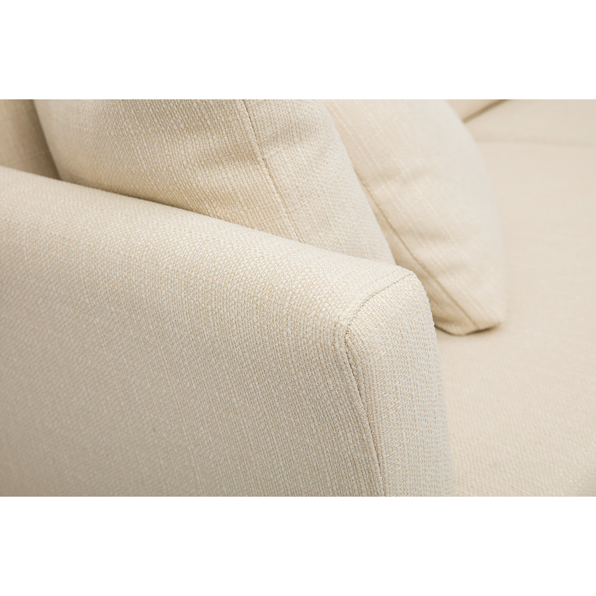 Canapé scandinave déhoussable 3 places en tissu beige et bois clair OSLO