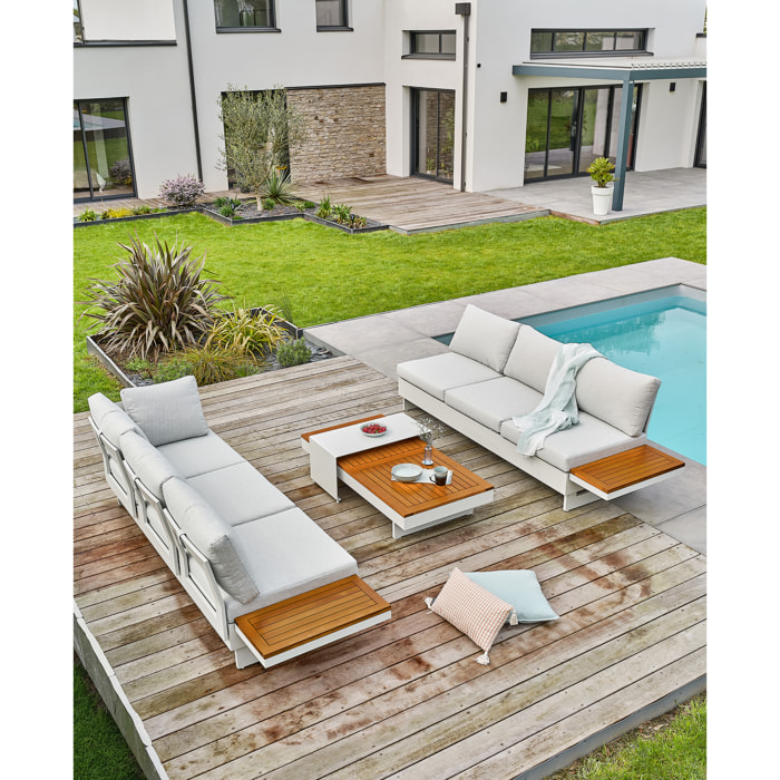 MINERA - Salon de jardin d'angle 6 places - Gris