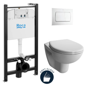 Pack Bâti-support Roca Active + WC Vitra Normus + Abattant softclose + Plaque blanche