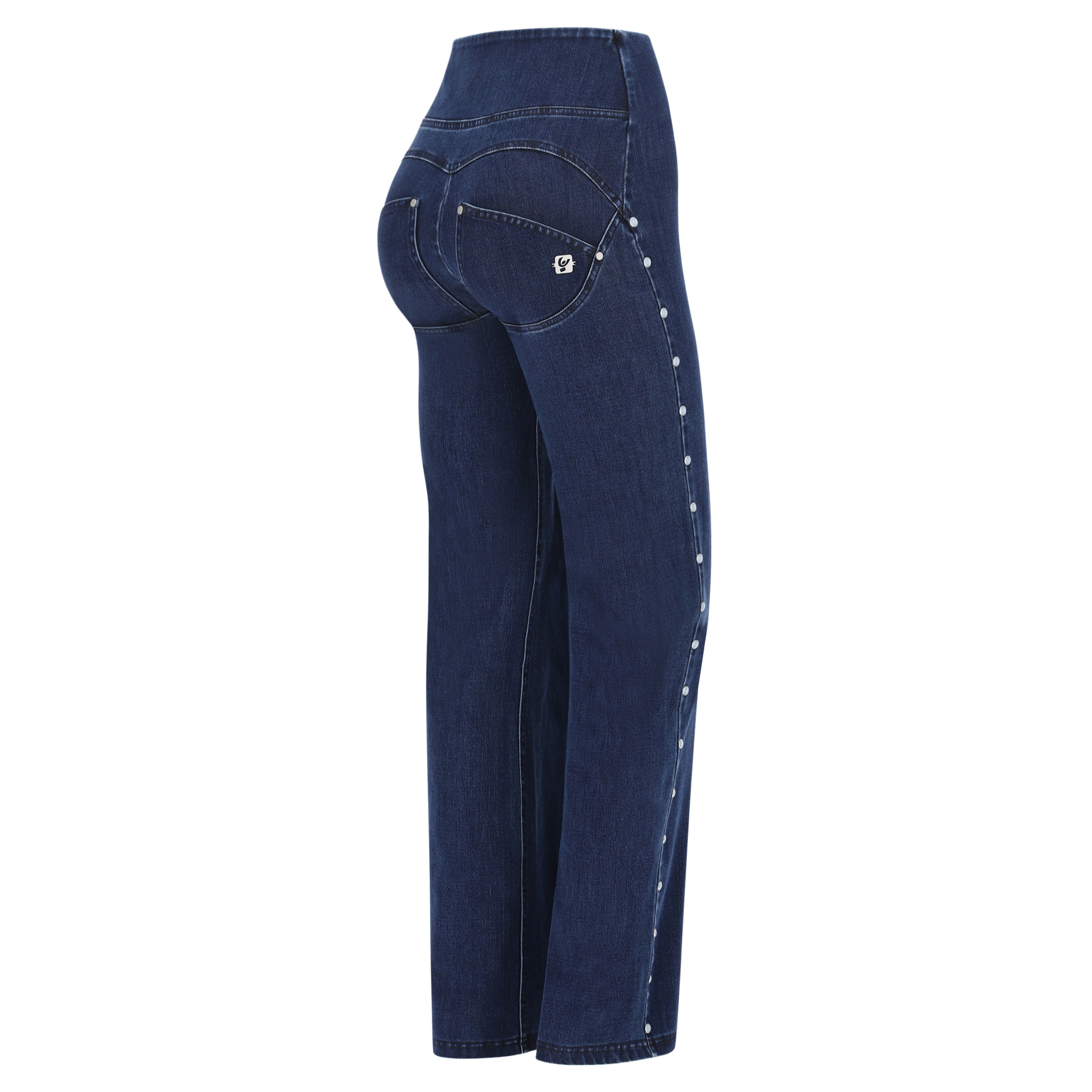 Jeans push up WR.UP® in denim navetta con rivetti laterali